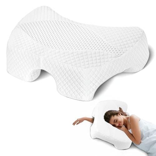 Eliteguard Side Sleeper Pillow with Arm Hole, Shoulder Relief System, Arm Pillow for Neck and Shoulder Pain, Premium Memory Foam, Suitable for Side, Back and Stomach Sleepers - White