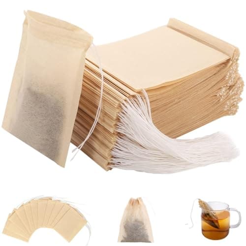 Gokyvei 200Pcs Tea Filter Bags, Disposable Tea Filter Bags for Loose Leaf Tea from Safe Natural Materials, Empty Tea Bags Suitable for Loose-Leaf Tea, Coffee, Spices, Herbs (3.54 x 2.75 inch)