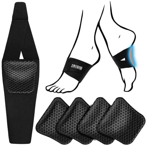 ZAIWOO Wearable Arch Support Inserts for Women & Men – 2 Adjustable Heights, Non-Slip Breathable – Plantar Fasciitis Relief Arch Band for Flat Feet, High Arches