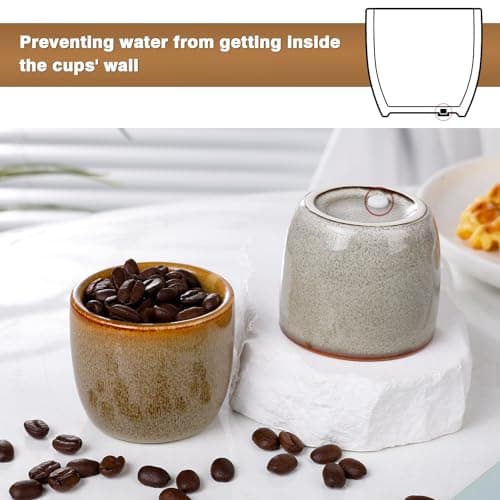 ZEBERBO Ceramic Espresso Cups Set of 4, Double Walled 2oz Espresso Coffee Mugs for Eespresso Cups, Special glazed Demitasse Cups Expresso Coffee Cup for Espresso Machine 5