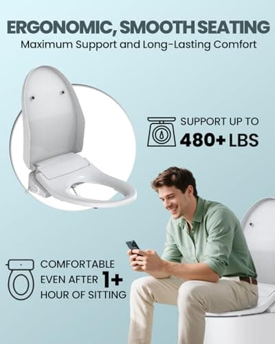 Electric Bidet Toilet Seat Elongated, Heated Toilet Seat with Instant Warm Water & Air Dryer, 6 Wash Modes, Dual Control, Self-Cleaning Nozzle, Soft-Close Lid, Night Light, Eco & Child Friendly 8