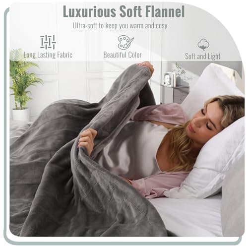 YAKEE Electric Blanket Full Size 72"x 84", Large Heated Blanket, Soft Warm Heating Blanket, 5 Heating Levels and 10 Hours Auto-Shut-Off, Machine Washable, Light Grey 6