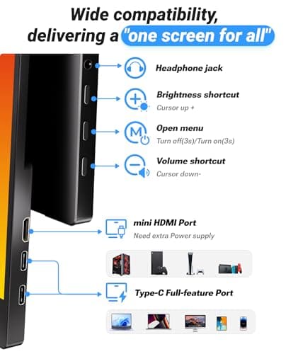 Ingnok Portable Monitor, Ultra Slim 15.6 Inch FHD IPS Laptop Screen Extender with Adjustable Stand, USB C Compatible, Ideal for Travel and Office 6