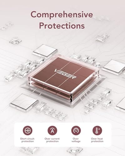 VEGER Portable Charger with Built-in AC Plug and Cables, All in One 10000mAh Ultra Slim Power Bank Travel Essentials, Fast Charging Battery Pack Compatible with iPhone, Samsung, Android (Crepe) 9