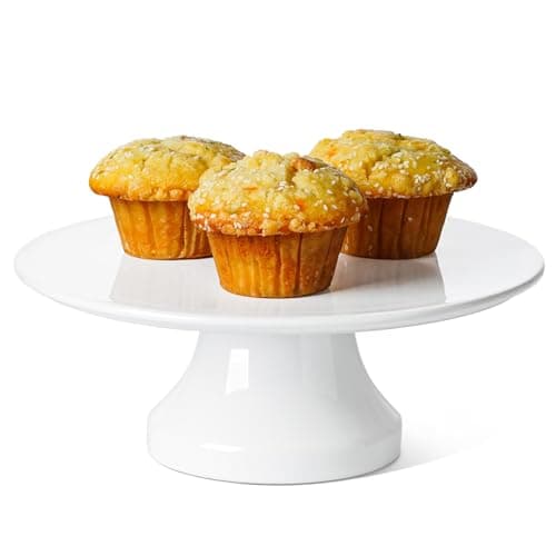 LE TAUCI 10 Inch Cake Stand, Ceramic Cake Stands for Party, Classic Wedding Cake Plate, Round Dessert and Cupcake Stand for Birthday Party and Baby Shower, White