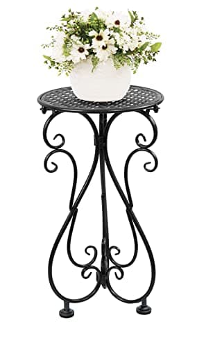 NAKUPE Metal Plant Stand, Heavy Duty Flower Pot Stand 17" Tall, Single Planter Holder for Indoor, Outdoor, Garden, Patio, Porch, Balcony, Home Decor, Black(1 Pack)