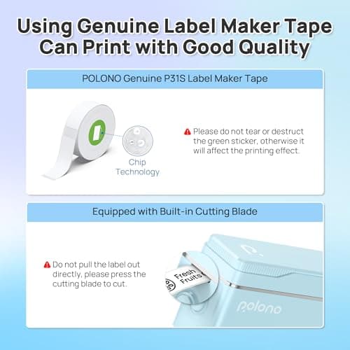 POLONO P31S Label Maker Machine with Tape, Portable Thermal Printer, Portable Bluetooth Label Printer for Organizing Storage Office Home, Sticker Maker Mini Label Maker with Multiple Templates, Blue 6