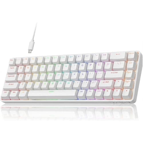 DIERYA DK68-C 60% Gaming HE Keyboard, Magnetic Switch Hot Swappable, Rapid Trigger, Adjustable Actuation, 8000Hz Polling Rate, RGB Backlit, Compact 68 Keys for Windows PC, Wired, White