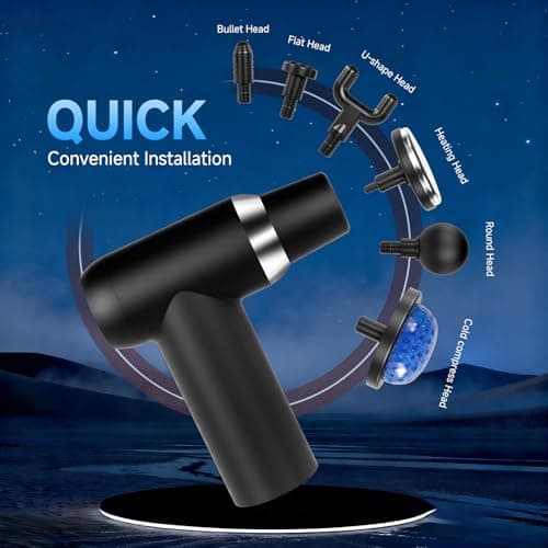 Beyn Hot and Cold Fascia Gun - Detachable Extended Handle Massage Gun,Deep Tissue Massage Gun, Used for Relieving Pain in The Back/Muscles of The Neck/Body, with 6 Massage Heads, LCD Display. 6