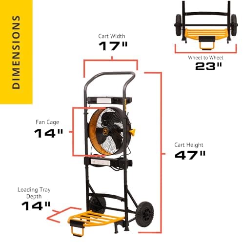 Mule 52000-01 300 lbs. Capacity Hand Truck 5-in-1 Mobile Workshop with Integrated 3-Speed Fan and LED Light 9