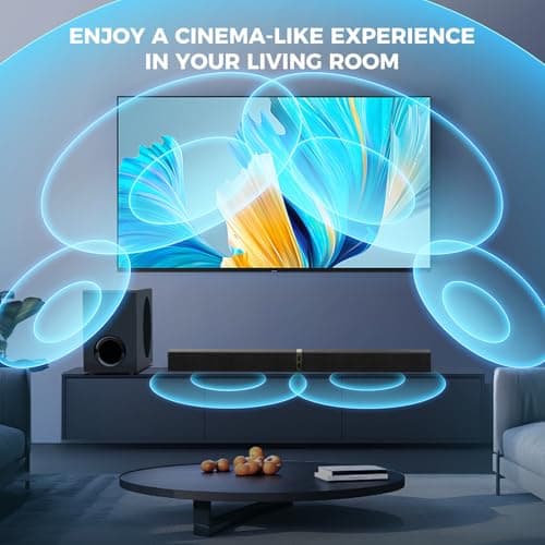 MZEIBO Sound Bar with Subwoofer,120W Soundbar for Smart TV Surround Sound Home Theater System Bluetooth 5.3 Audio Compatible with ARC, AUX, Optical 6
