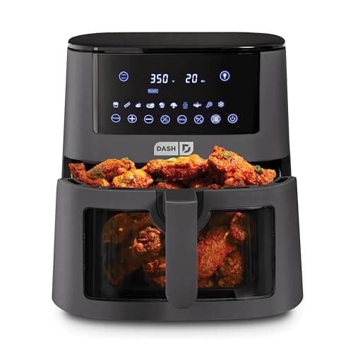 Dash Clear View Digital Air Fryer - Has AirCrisp® Technology - For Family-Sized Meals - Digital Touchscreen & Extra-Large Crisper Drawer - 7 Quarts - Forged Iron
