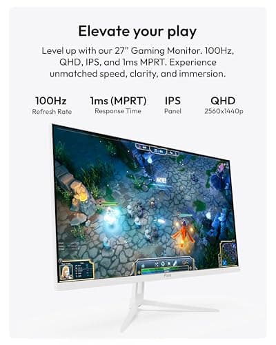 Pixio PX275 Wave White 27 inch 100Hz Refresh Rate QHD 1440p Resolution IPS Panel 1ms MPRT Response Time Gaming Monitor with Adaptive Sync 2