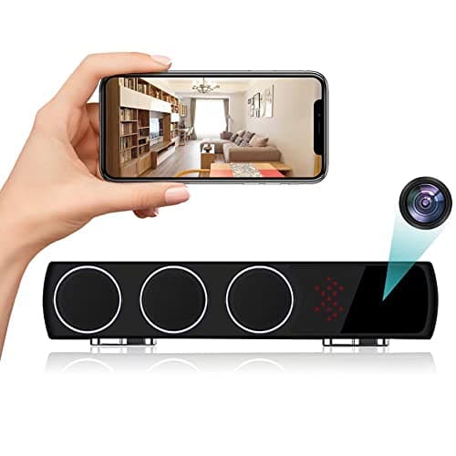 AUCORUNVO 1080P HD Security Camera Bluetooth Speaker - WiFi Camera for Indoor Home Security - Supports WiFi and Bluetooth connectivity.