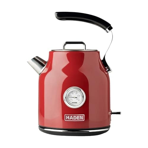 Haden Dorset 1.7 Liter Stainless Steel Electric Kettle, Hot Water Kettle with 360-Degree Base and Auto Shutoff, Rectory Red