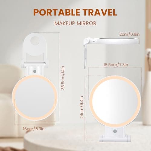 tubbede 1X/30X Lighted Makeup Mirror with Magnification, Double-Sided Switch, 3-Color Lights, 2000mAh Rechargeable, Adjustable Brightness, Swivel Makeup Mirror with Lights for Vanity or Wall Use 9