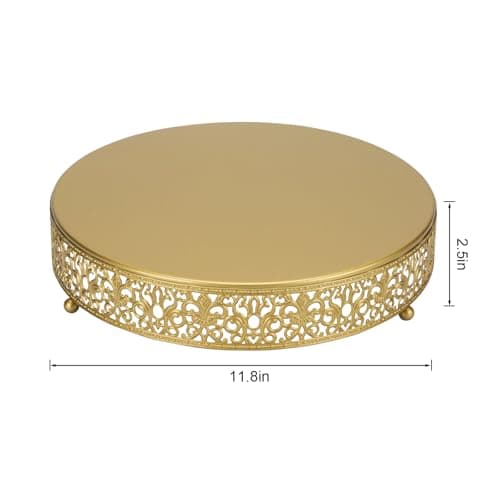 KVMORZE 11.8 ‘’ Gold Cake Stand, Metal Cupcake Dessert Stand Cake Display Holder, Cookies Fruit Serving Tray Decor Candy Table Display for Wedding Party Birthday Housewarming Anniversary (11.8in) 7