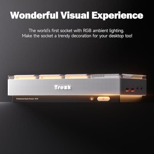 Trozk Surge Protector Power Strip, 6 Outlets with 2 USB A and 2 USB C Port for Multiple Devices, Color Digital Screen, 65W Power Delivery Charging for Home, Office, Dorm Essential (White) 5