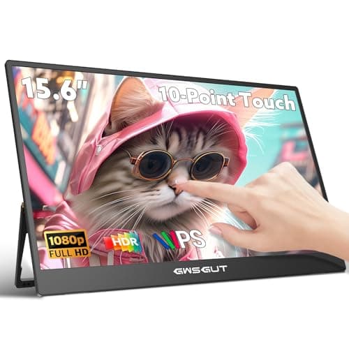 GWSGUT Portable Monitor Touchscreen 15.6'' FHD 1080P USB-C HDMI Ultra-Slim Gaming Display, Built-in Stand Speakers HDR IPS,for Laptop PC Mac Phone PS4/5 Travel Monitors (1080p Touchscreen, 15.6")