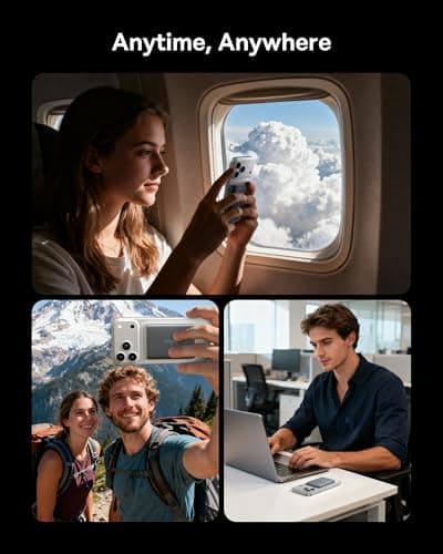 Baseus Picogo Power Bank, Smallest Qi2 Certified 15W MagSafe Portable Charger, 0.5" Ultra Slim 5000mAh Magnetic Battery Pack with Stand, Alloy Wireless Charger for iPhone 17 Pro Max/17 Air/16 Series 7