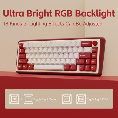 OOCTPK Chilkey Foxy65 Mechanical Keyboard with Knob, Gasket Mount 65% Aluminum Wireless Mechanical Keyboard, BT5.0/2.4GHz/USB-C, Hot Swappable, RGB Backlit Computer Custom Key Board for PC 7