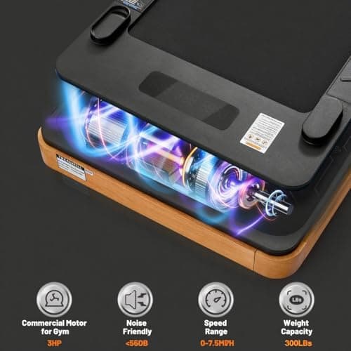 Maksone Folding Wooden Treadmill 4D Adjustable Handlebars Extra Wide 42'' and Long Running Deck,Capacity Heavy Duty Desk Treadmill,Quiet 55dB for Home Gym 5