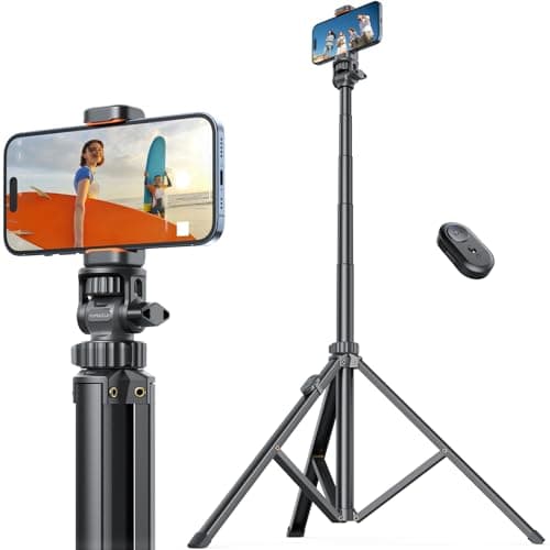71''/180cm Extendable Phone Tripod Aluminum, Portable Stand for Video Recording, Travel Tripod for iPhone/Cell Phone/Camera Video Light, Compatible with Smartphones, DSLR