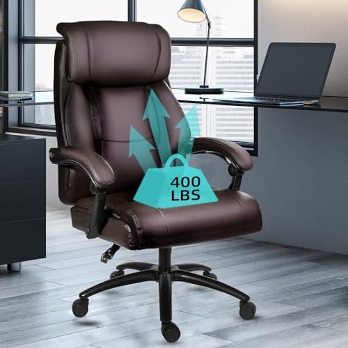 Ollega Reclining Office Chair, Executive Big and Tall Office Chair with Wide Seat, Recliner Leather High Back Computer Desk Chairs 9