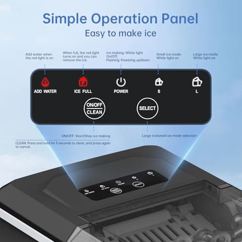 WIE Countertop Ice Maker, 26lbs/24H Portable Ice Machine with Handle,9 Bullet Ice Cubes in 6 Mins,Self-Cleaning Compact Icemaker with Selectable Ice Size for Home Kitchen/RV/Camping/Party, Black 5