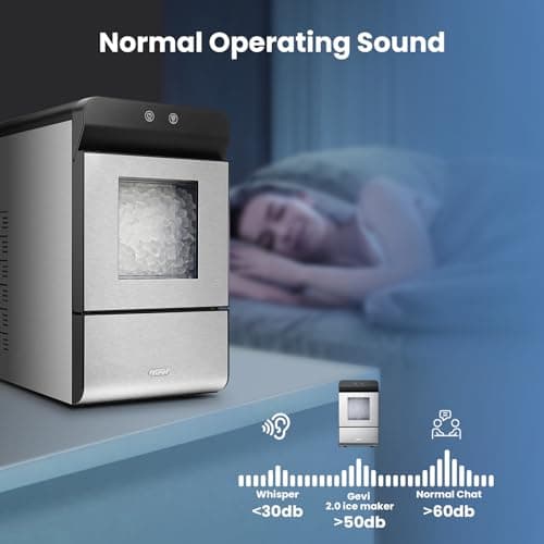 Gevi V2.0 Countertop Gemi Nugget Ice Maker | Self-Cleaning Pellet Ice Machine | Stainless Steel Housing |16.7''H Fits Perfectly Under Wall Cabinet | Silver with Viewing Window 6