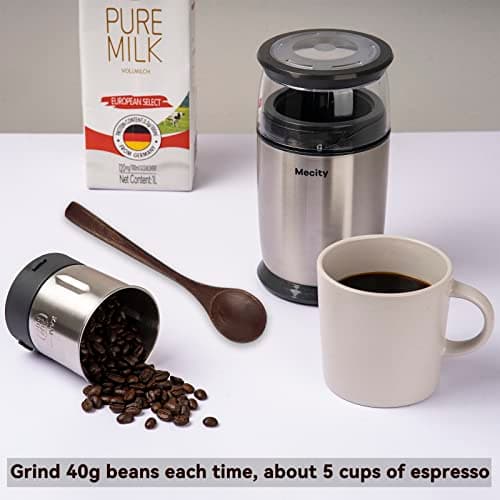 Mecity Electric Coffee Grinder Fast Grinder with 6 Stainless Steel Blades for Beans, Condiment, Pepper and Salt, Espresso Ground Coffee Grinder, Removable Bowl, Easy to Clean, 200W 5
