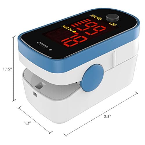 CHOICEMMED Finger Pulse Oximeter - Blue Blood Oxygen Monitor with Batteries - Portable O2 Saturation Sensor in Carry Pouch 8