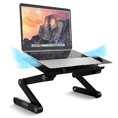 WorkEZ Adjustable Laptop Stand for Desk, Portable Laptop Stand Adjustable Height, Foldable Cooling Computer Holder Riser for Desk, Black