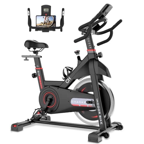 Exercise Bike, CHAOKE Indoor Cycling Bike with Heavy Flywheel, Comfortable Seat Cushion, Silent Belt Drive, LCD Monitor for Home Gym Cardio Workout Training