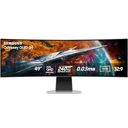 Samsung 49" Odyssey OLED G9 (G95SC) Curved Smart Gaming Monitor, QD-OLED, 240Hz, 0.03ms, FreeSync Premium Pro, G-Sync Compatible, Dual QHD, Neo Quantum Processor, LS49CG954SNXZA