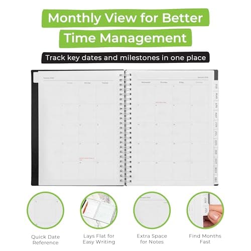 WallDeca 2026 Planner, Agenda Planner With Weekly And Monthly View, Daily Agenda Book And Yearly Planners Calendar Book, Spiral Bound With Tabs, Notes, Goals And Holidays (8 x 6 in) 4