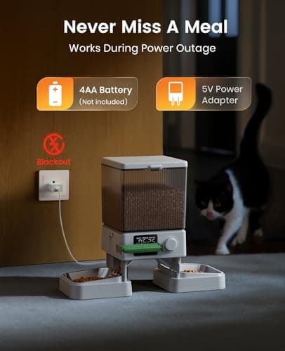 oneisall Automatic Cat Feeder for 2 Cats, 20 Cups/5L Automatic Cat Food Dispenser for Small Pets Indoor, Timed Cat Feeder for Dry Food(White) 6