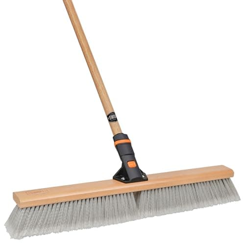 SWOPT 24” Premium Smooth Surface Push Broom + 60" EVA Foam Comfort Grip Wooden Handle, Combo — Cleaning Head with Interchangeable Long Handle, Works with All SWOPT Cleaning Products — Push Broom Set