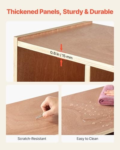 VEVOR 4-Section Coat Locker with Bench, Kids Lockers with 8 Hooks & Non-Slip Mat, Classroom Cubbies for Daycare, Home, Kindergarten- Natural 5