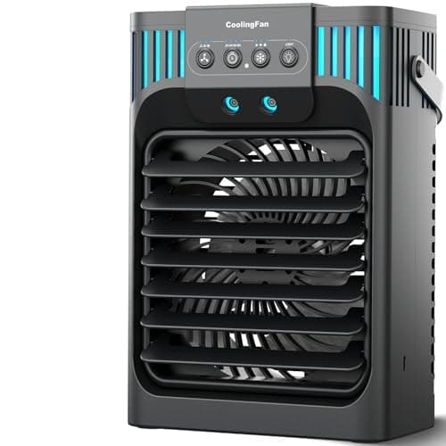 Portable Air Conditioner, LEAEYFE 3 Higher Speeds With 1200ml Extra Large Water Tank, 7 Color Lights 2/8 Hour Timer, 120° OscillatingCooling Fan For Desk, Home, Bed and Living Room