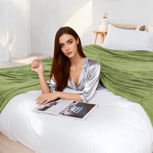 ONDAN Electric Heated Blanket 84"x90" Queen Size Flannel Heated Blanket, Cozy & Warm for All Night, 4 Heat Settings & 10 Hours Auto Off, Machine Washable, Green 6