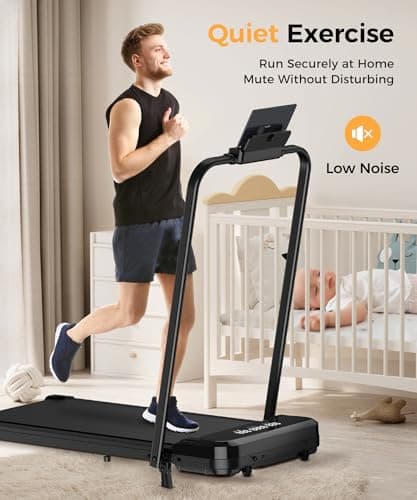 Zisgner Walking Pad, Under Desk Treadmill, Walking Pad with Incline, 2 in 1 Treadmills for Home/Office, Compact Portable Foldable Treadmill, Installation-Free Low Noise, Safety Lock and LED Display 7