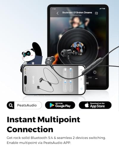 SoundPEATS Q40 HD Sports Neckband Headphones with LDAC Hi-Res Audio & Bluetooth 6.0 Stable Connection, IP67 Waterproof Wireless Earbuds, 20H Playtime for Running Gym, Fast Charge, Dual Pairing 7