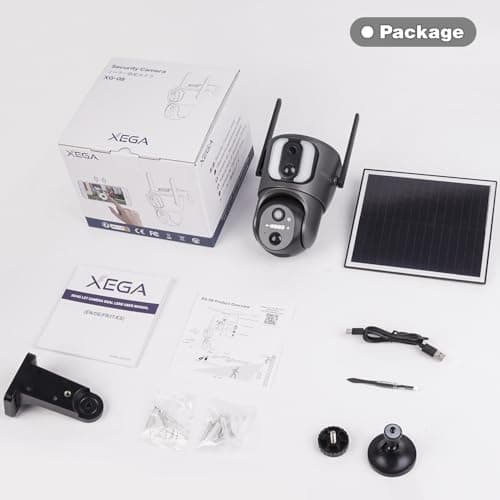 Xega 4G Cellular Security Camera【Dual Lens】Outdoor with SIM Card, 14400mAh 2K HD Wireless Solar 4G LTE Camera, PTZ Motion Dtetection Light Siren Warning TF Cloud Storage,Only Support The Built-in SIM 7