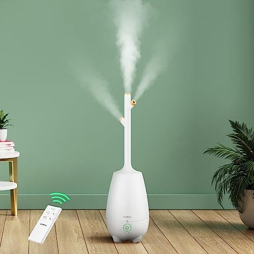 Aiheal Humidifiers for Bedroom Large Room Home, 5L Top Fill Cool Mist Ultrasonic Humidifier for Baby Plants, Smart Humidistat Mode, Essential Oil Diffuser, Sleep Mode, Auto Off and Ultra Quiet, White