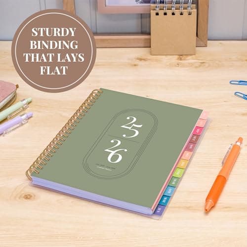 Rileys Academic Planner 2025-2026, Daily, Weekly & Monthly Planner, July 2025 - June 2026, Student Notes Pages, Twin-Wire Binding, Weekly Agenda for School & Work (8 x 6-Inches, Green) 9