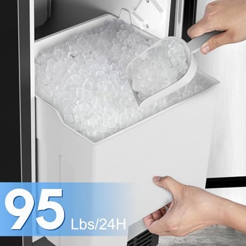 RAPSUAR Under Counter Ice Maker, Ice Maker Machine Commercial, 120Lbs/24H with 35lbs Storage Bin, 40Pcs Cubes in 10Mins, Built in Ice Machine for Home Office Commercial, Black-2 6