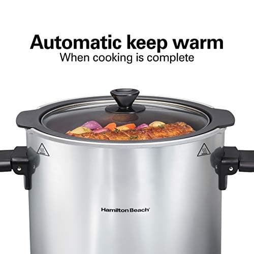 Hamilton Beach Sear & Cook Stock Pot Slow Cooker with Stovetop Safe Crock, Large 10 Quart Capacity, Programmable, Silver (33196) 6