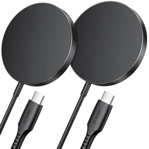 for iPhone 17 MagSafe Charger 2-Pack, JSAUX 15W Magnetic Wireless Charger for MagSafe Charger, iPhone 17 Air Pro Max/16/15/14/13/12 Series/Airpods, Mag Wireless Charging Pad-Black