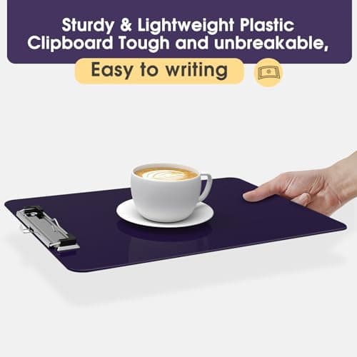 Macroclo Plastic Clipboards, A4 Purple Clip Board 8.5x11 for Classroom, Students, Kid, Woman, Size 9" x 12.5" with Low Profile Clip, Office & School Supply 5